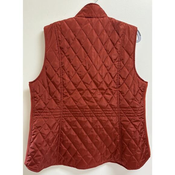 Dressbarn Women’s 1X Quilted Vest Rust Red Pockets Zip Front Sleeveless - Picture 2 of 5